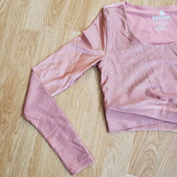 90 Degree by Reflex: Rib Twist Cropped Long Sleeve Workout Top - size XS - Picture 6 of 12